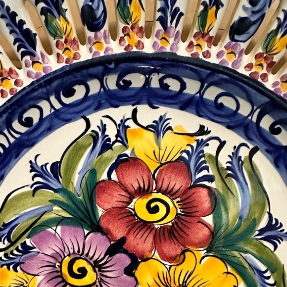 Faireal Alcobaca Ceramic Portugal‎ Hand Painted Floral Plate Platter Wall Plate - Picture 3 of 7